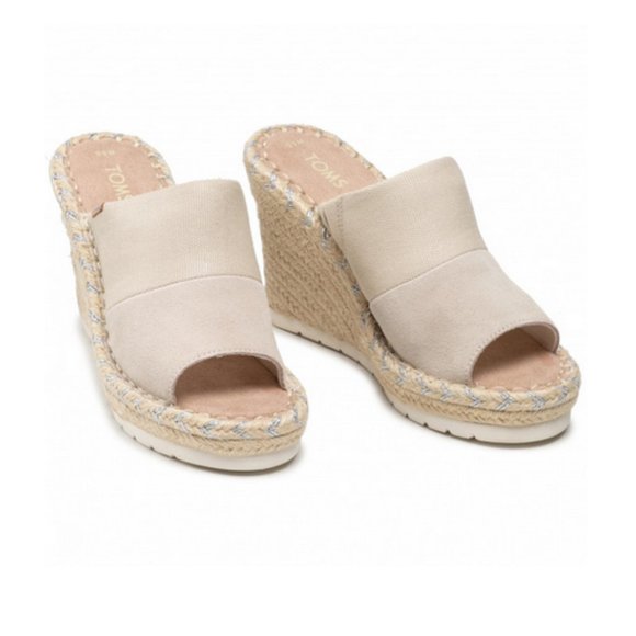 TOMS Canvas Wedge Espadrille Mule Sandals - Picture 2 of 5